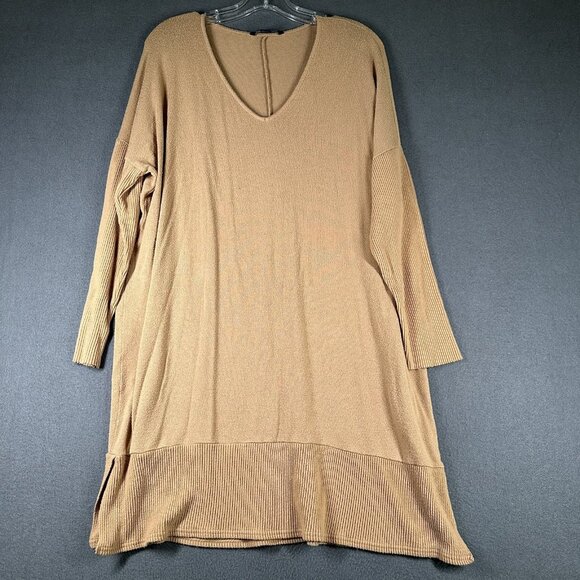 American Eagle Sweater Womens Medium Tan Oversized Pullover Ribbed Knit Tunic - Picture 9 of 11